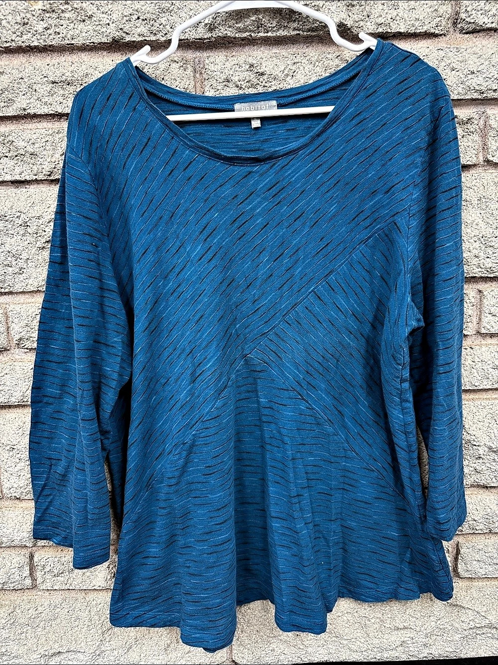 Habitat Women’s XL Teal Blue Textured Striped Cotton Tunic Top